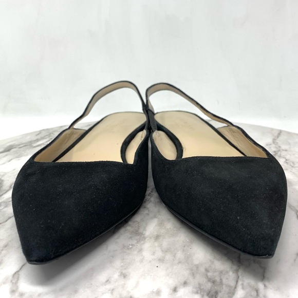 Everlane The Editor Black Suede Point Toe Slingback Flats 8 Minimalist Classic - Picture 4 of 16